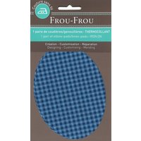 Thermocollant genou/coude vichy bleu intense 7.4 x 9.6 cm - Frou Frou - Mondial Tissus