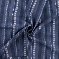 Tissu popeline viscose imprimé rayures ethniques multico bleu - Mondial Tissus