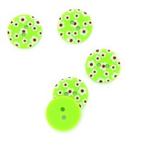 Boutons imprimés fleurs vert vif 18 mm - MT - Mondial Tissus