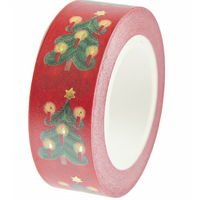 Masking Tape sapin de Noël rouge 1.5 cm x 10 m - Rico Design - Rico Design - Mondial Tissus