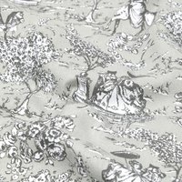 Tissu cretonne imprimé façon toile de Jouy favorite vert - Mondial Tissus