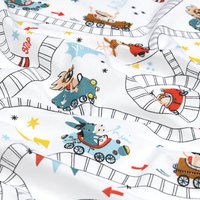 Tissu cretonne imprimé rollercoaster multicolore - Mondial Tissus