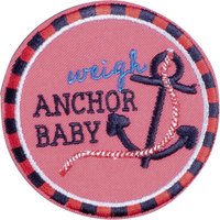 Écusson rond ancre bébé rose - Mondial Tissus
