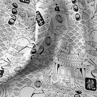 Tissu coton à colorier thème Japon - DOMOTEX - Mondial Tissus