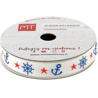 Bobine ruban gros grain ancre gouvernail 9 mm - MT - Mondial Tissus