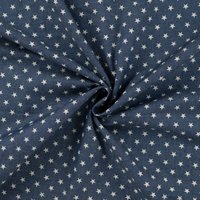 Tissu chambray imprimé étoile bleu - Mondial Tissus