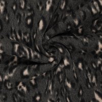 Tissu lainage feutré léopard gris anthra - Mondial Tissus