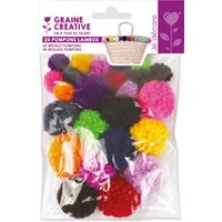 24 pompons laineux colorés 15mm et 30 mm - Mondial Tissus