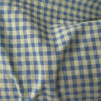 Tissu seersucker vichy bleu et vert 7mm recyclé - Mondial Tissus