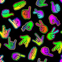 Tissu molleton imprimé digitale signes main holographique noir - Mondial Tissus