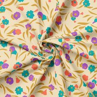 Tissu popeline coton douce fleur pop écru - DOMOTEX - Mondial Tissus