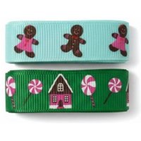 Lot de 2 rubans de Noël vert et bleu 16mmx1m - Mondial Tissus