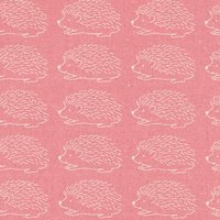 Tissu japonais bachette coton lin rose motif hérissons beige - Mondial Tissus