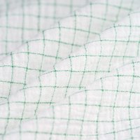 Tissu double gaze petits carreaux vert écru - Mondial Tissus