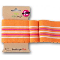 Poignet bord-côte bio cuff me Wave rose et orange - Albstoffe - Albstoffe - Mondial Tissus