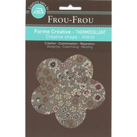 Thermocollant en forme de fleur avec un imprimé fleuri gris - Frou Frou - Mondial Tissus