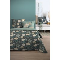 Parure de lit coton 57 fils imprimée belles fleurs vert - 240 cm x 220 cm + 2 taies 63 x 63 cm - STOF - Mondial Tissus