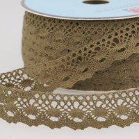 Ruban dentelle cercles taupe 25mm - Mondial Tissus