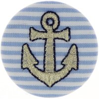 Écusson thermocollant rond rayures bleu ancre - Frou Frou - Mondial Tissus