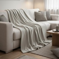 Plaid uni gris clair 220x240 cm - MT - Mondial Tissus