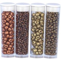 Perles rocaille tubes 8g cuivre doré 4 pièces - Mondial Tissus