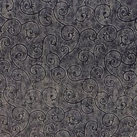 Cretonne imp facon blockprint arabesque bleu - Mondial Tissus