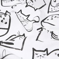 Tissu cretonne imprimé chat paresseux noir - Mondial Tissus