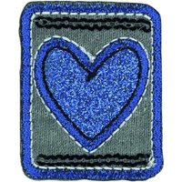 Écusson cœur glitter bleu - Mondial Tissus
