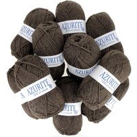 Lot de 10 pelotes de fil à tricoter Azurite 50g 100% acrylique - Col. 0029 Marron foncé - Mondial Tissus