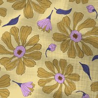 Tissu double gaze maxi fleur jaune - DOMOTEX - Mondial Tissus