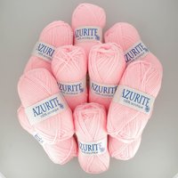 Lot de 10 pelotes de fil à tricoter Azurite 50g 100% acrylique - Col. 3011 Rose pâle - Mondial Tissus