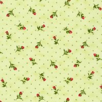Tissu coton jaune citron pois et mini roses - Mondial Tissus