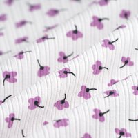 Tissu côte fantaisie coton elasthanne coquelicot parme écru - MT - Mondial Tissus