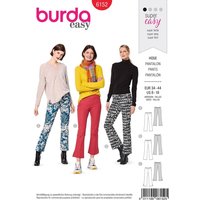 Patron burda 6152 Pantalon sretch à pattes d'éléphant avec ceinture et fermeture à glissière côté du 34 au 44 - Burda - Mondial Tissus