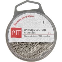 Épingles couture nickelés 26 mm x 0.6 mm - MT - Mondial Tissus