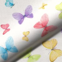 Toile semi panama papillon multicolore écru - Mondial Tissus