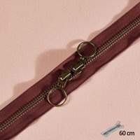 Fermeture double curseur laiton 60 cm bordeaux- Atelier Brunette - Atelier Brunette - Mondial Tissus