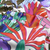Tissu satin de coton et polyester imprimé nature colorée multicolore - Mondial Tissus