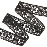 Ruban guipure fleurs 20mm noir - Mondial Tissus