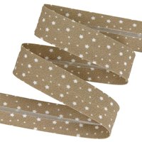 Biais étoiles diffuses bio taupe 20mm - Mondial Tissus