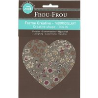 Thermocollant en forme de cœur avec un imprimé fleuri gris - Frou Frou - Mondial Tissus