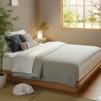 Boutis fines rayures bleu 230x250cm - MT - Mondial Tissus