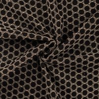 Tissu coton brodé rond géo noir - Mondial Tissus