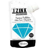 Peinture textile 3D paillettes izink diamond bleu caraïbe 80 ml - Aladine - Mondial Tissus