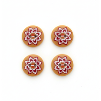 Lot de 4 boutons oranges à fleur 18 mm - Récréatys - Mondial Tissus