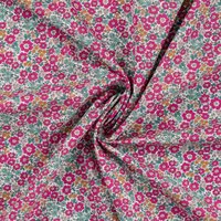 Tissu voile coton imprimé petite fleurette rose - Mondial Tissus
