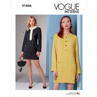 Patron Vogue 1844B5 - robe droite style 70B5 avec poches appliquées du 36 au 44 - Vogue - Mondial Tissus