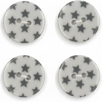 Carte 4 boutons étoiles gris clair 18 mm - Frou Frou - Mondial Tissus