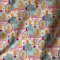 Tissu coton imprimé couple poupées rose et bleu - Mondial Tissus