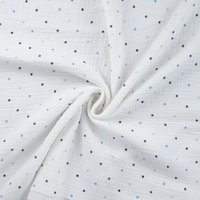 Tissu double gaze imprimé petit pois bleu - Mondial Tissus
